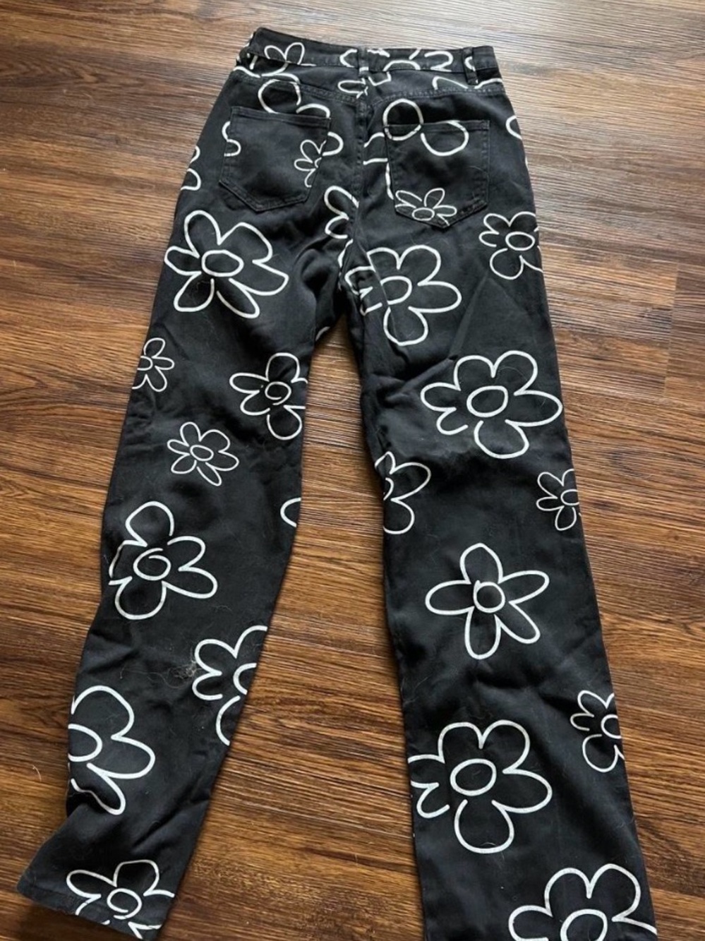 Kids Black Floral Print Pants